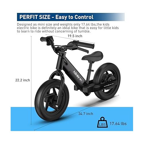  Hiboy BK1 Electric Bike for Kids Ages 3-5 Years Old, 24V 100W Electric Balance Bike with 12 inch Inflatable Tire and Adjustable Seat, Electric Motorcycle for Kids Boys & Girls