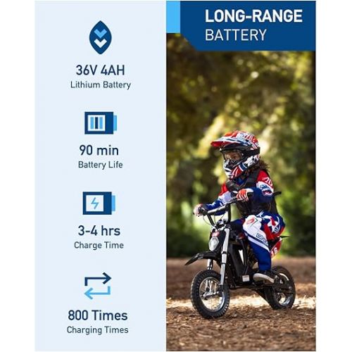  Hiboy DK1 36V Electric Dirt Bike,300W Electric Motorcycle - Up to 15.5MPH & 13.7 Miles Long-Range,3-Speed Modes Motorcycle for Kids Ages 3-10