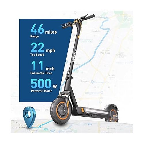  Hiboy MAX Pro Electric Scooter, 46.6 Mi Long Range, 22 MPH Power by 650W MAX Motor, 11'' Pneumatic Tires, Split Hub Design, Dual Suspension, 265lbs MAX Load, Commuting Electric Scooter for Adults