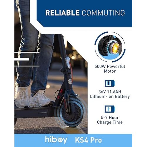  Hiboy KS4/KS4 Pro (Hiboy S2 Pro Upgraded Version) Electric Scooter Adults with 500W Motor (Ver. KS4 350W), 19 MPH 25 Miles Range (Ver. KS4 17 Miles), 8