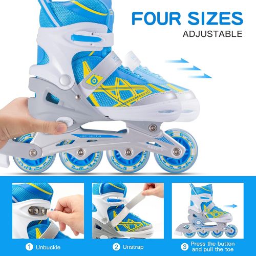 Hiboy Inline Skates for Boys, Girls and Adults, Adjustable Roller Blades with All Light up Wheels, Outdoor & Indoor Illuminating Roller Skates for Kids, Men and Women