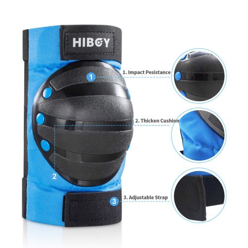  Hiboy Knee Pads for Kids, Knee pads and Elbow Pads Wrist Guards, Protective Gear Set for Roller Skates Inline Skating Skateboarding Cycling Biking Scooter Riding (Blue, Small)