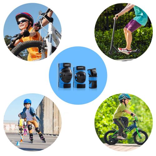  Hiboy Knee Pads for Kids, Knee pads and Elbow Pads Wrist Guards, Protective Gear Set for Roller Skates Inline Skating Skateboarding Cycling Biking Scooter Riding (Blue, Small)