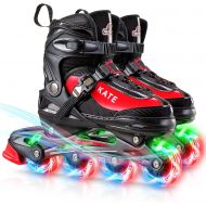 Hiboy Adjustable Inline Skates with All Light up Wheels, Outdoor & Indoor Illuminating Roller Skates for Boys, Girls, Beginners