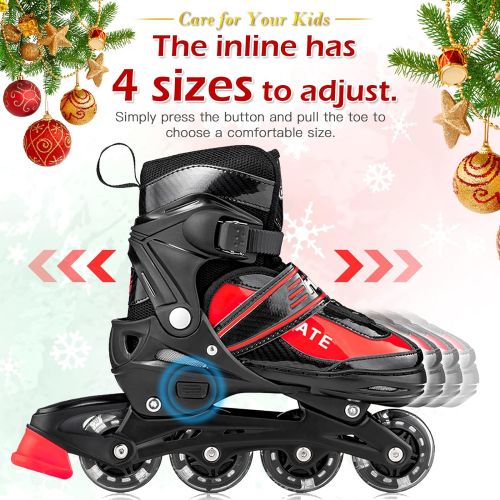  Hiboy Adjustable Inline Skates with All Light up Wheels, Outdoor & Indoor Illuminating Roller Skates for Boys, Girls, Beginners