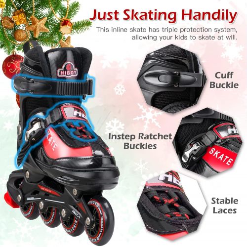  Hiboy Adjustable Inline Skates with All Light up Wheels, Outdoor & Indoor Illuminating Roller Skates for Boys, Girls, Beginners