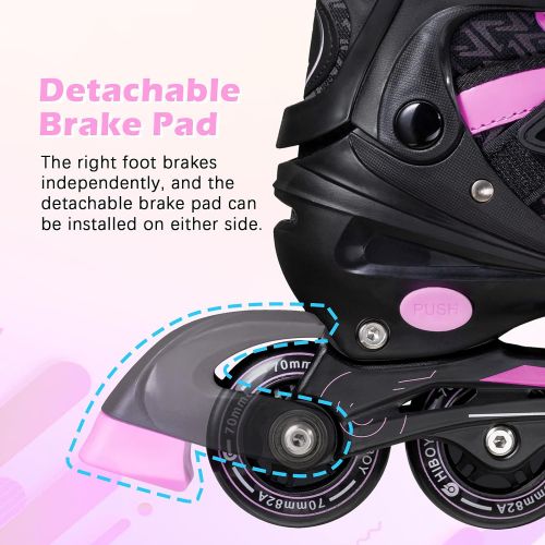  Hiboy Adjustable Inline Skates with Light up Wheels, Fun Roller Blades with 4 Sizes Adjustable for Kids, Teenagers and Adults