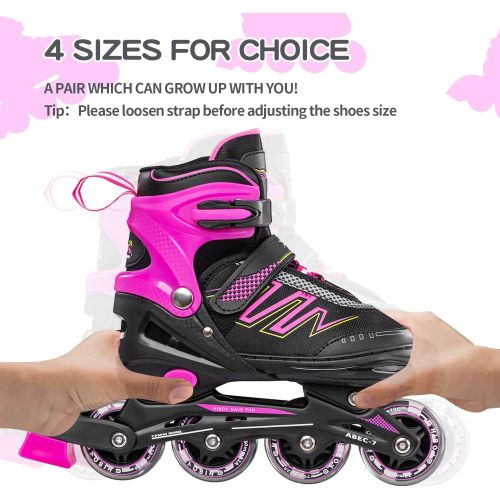  Hiboy Inline Skates, Adjustable Skates for Boys, Girls and Youth with All Light up Wheels, Illuminating Roller Skates, Outdoor & Indoor Skates