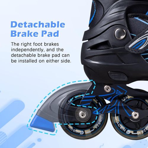  Hiboy Adjustable Inline Skates with Light up Wheels, Fun Roller Blades with 4 Sizes Adjustable for Kids, Teenagers and Adults