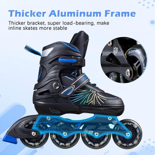  Hiboy Adjustable Inline Skates with Light up Wheels, Fun Roller Blades with 4 Sizes Adjustable for Kids, Teenagers and Adults