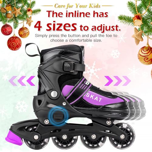  Hiboy Adjustable Inline Skates with All Light up Wheels, Outdoor & Indoor Illuminating Roller Skates for Boys, Girls, Beginners