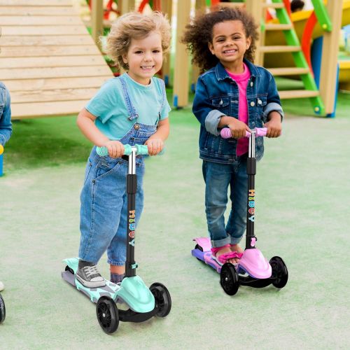  Hiboy Q1 Scooter for Kids - 4 Adjustable Heights, 3 Wheels with 2 LED Light-Up Front Wheels, Foldable Toddler Scooter for Boys and Girls from 2-6 Years Old
