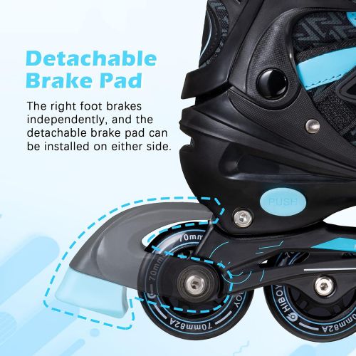  Hiboy Adjustable Inline Skates with Light up Wheels, Fun Roller Blades with 4 Sizes Adjustable for Kids, Teenagers and Adults