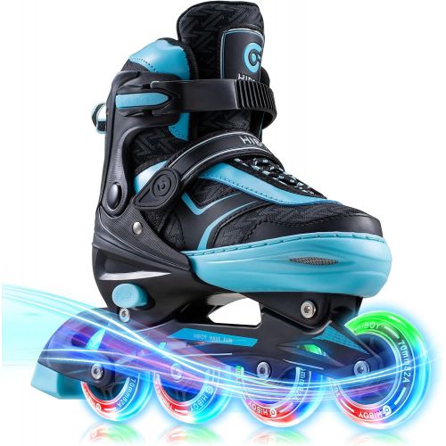  Hiboy Adjustable Inline Skates with Light up Wheels, Fun Roller Blades with 4 Sizes Adjustable for Kids, Teenagers and Adults