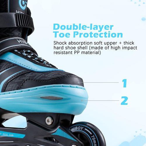  Hiboy Adjustable Inline Skates with Light up Wheels, Fun Roller Blades with 4 Sizes Adjustable for Kids, Teenagers and Adults