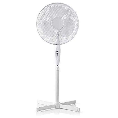  [아마존베스트]hibuy HBS6040 Floor Fan White Diameter 40 cm 100-120 cm Oscillating Adjustable Tilt Angle 3 Speeds