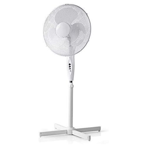  [아마존베스트]hibuy HBS6040 Floor Fan White Diameter 40 cm 100-120 cm Oscillating Adjustable Tilt Angle 3 Speeds