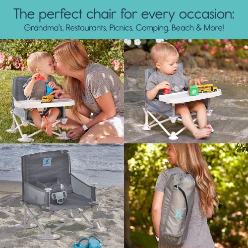  [아마존베스트]Hiccapop hiccapop Omniboost Travel Booster Seat with Tray for Baby | Folding Portable High Chair for Eating, Camping, Beach, Lawn, Grandma’s | Tip-Free Design Straps to Kitchen Chairs - Go-