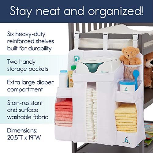  hiccapop Nursery Organizer and Baby Diaper Caddy | Hanging Diaper Organization Storage for Baby Essentials | Hang on Crib, Changing Table or Wall