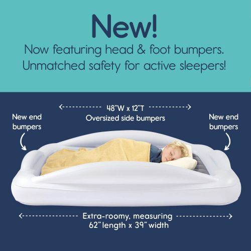  Hiccapop hiccapop Inflatable Toddler Travel Bed with Safety Bumpers | Portable Blow Up Mattress for Kids with Built in Bed Rail
