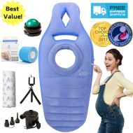 Hiccapop Cozy Bump Pregnancy Pillow Bundle - Inflatable Pregnancy Pillow, Electric Inflator, Massage Ball...