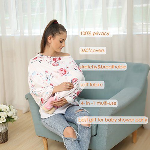  [아마존베스트]Hicoco Privacy Baby Car Seat Covers - Stroller Canopy Nursing and Breastfeeding Covers, Multi-use Carseat Canopy, for Boys and Girls Shower Gift (Print Flower)