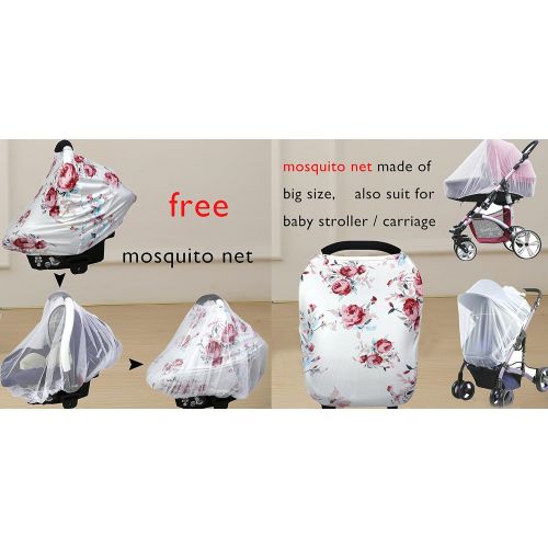  [아마존베스트]Hicoco Privacy Baby Car Seat Covers - Stroller Canopy Nursing and Breastfeeding Covers, Multi-use Carseat Canopy, for Boys and Girls Shower Gift (Print Flower)
