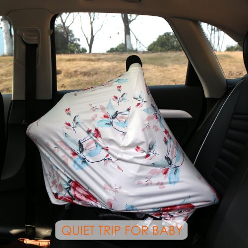  [아마존베스트]Hicoco Privacy Baby Car Seat Covers - Stroller Canopy Nursing and Breastfeeding Covers, Multi-use Carseat Canopy, for Boys and Girls Shower Gift (Print Flower)