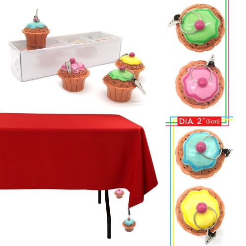  Hicook Cup Cake Tablecloth Weights Cute Table Clip Clamps Table Cover Weights for Outdoor Garden Party Picnic, Set of 4