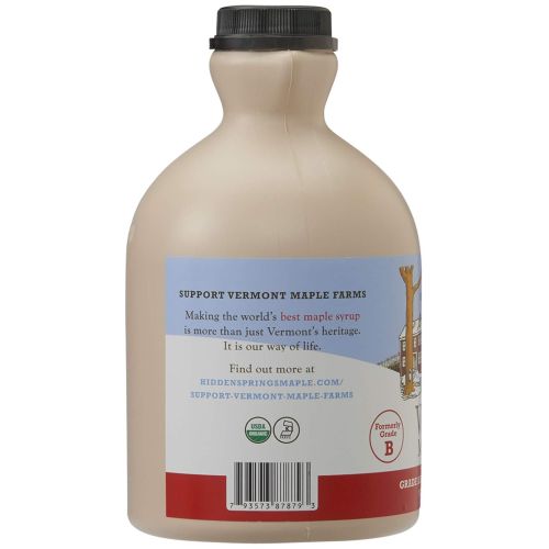  Hidden Springs Maple Hidden Springs Organic Vermont Maple Syrup, Grade A Amber Rich, 64 Ounce, 1 Half Gallon,...