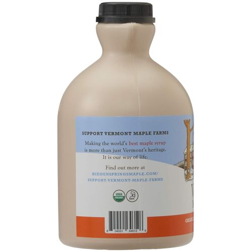  Hidden Springs Maple Hidden Springs Organic Vermont Maple Syrup, Grade A Amber Rich, 64 Ounce, 1 Half Gallon,...
