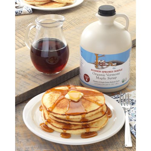  Hidden Springs Maple Hidden Springs Organic Vermont Maple Syrup, Grade A Amber Rich, 64 Ounce, 1 Half Gallon,...