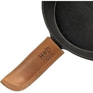 Hide & Drink, Hot Handle, Cast Iron Protector, Panhandle Potholder, Double Layered, Double Stitched, Slides On/Off Easily onto Metal Skillet Grips, Full Grain Leather, Handmade, Single Malt Mahogany