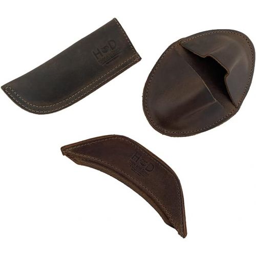 Hide & Drink, Rustic Leather Hot Handle Holders (Set of 3) Panhandle, Side Kick, Assist Grip for Cast Iron Skillets & Pans, Double Layered, Handmade Includes 101 Year Warranty :: B