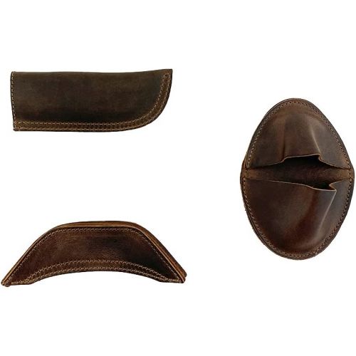  Hide & Drink, Rustic Leather Hot Handle Holders (Set of 3) Panhandle, Side Kick, Assist Grip for Cast Iron Skillets & Pans, Double Layered, Handmade Includes 101 Year Warranty :: B
