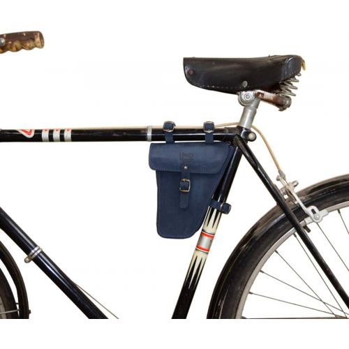 Hide & Drink, Leather Frame Bag for Bicycle, Triangular, Bike, Tool Pouch, Accessories, Biker Essentials, Handmade Includes 101 Year Warranty :: Black Cat