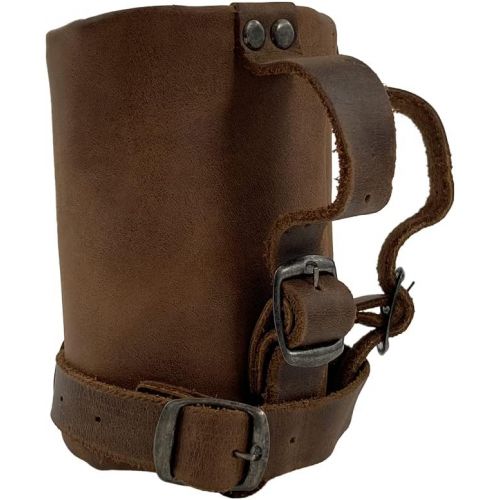  Hide & Drink, Cruzy Leather Bike Handlebar Cup Holder, Insulated Beverage Pouch for Commuters, Minimalist Bikers, Cyclers, City Nomads, Urban Nomad :: Bourbon Brown