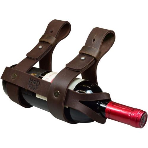  Thick Leather Bike Wine Holder Handmade by Hide & Drink :: Bourbon Brown