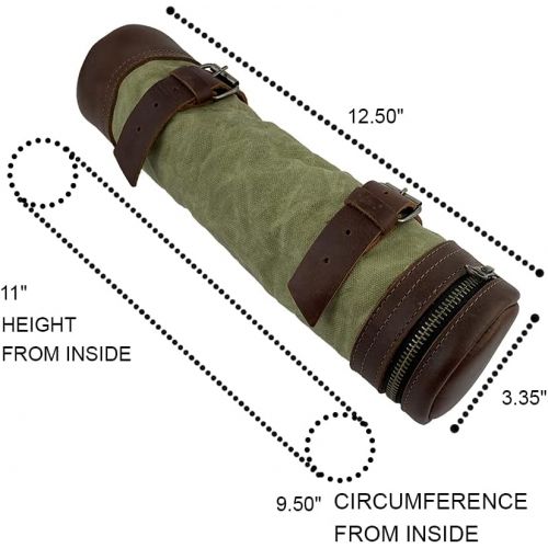  Hide & Drink, Waxed Canvas Bike Pack Tube, Zipper Commute Bag, Travel Storage Handmade Includes 101 Year Warranty