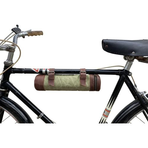  Hide & Drink, Waxed Canvas Bike Pack Tube, Zipper Commute Bag, Travel Storage Handmade Includes 101 Year Warranty