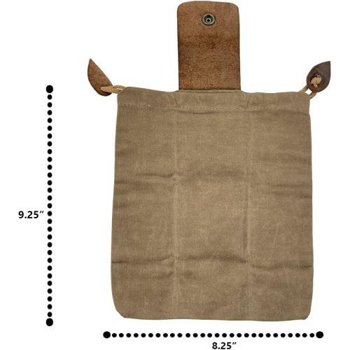  Hide & Drink, Waxed Canvas Foraging Pouch (Collapsible) for Hiking, Treasures & Seashells, Easy Looping Around Belts, Hands-Free Access, Genuine Leather, Handmade Includes 101 Year