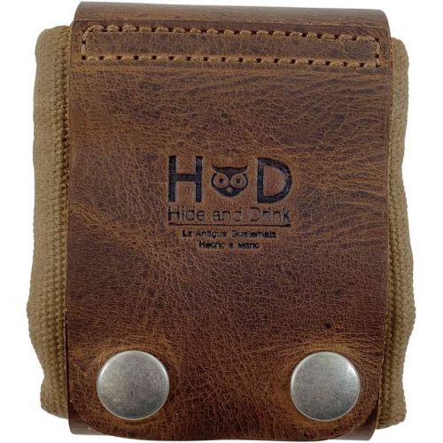  Hide & Drink, Waxed Canvas Foraging Pouch (Collapsible) for Hiking, Treasures & Seashells, Easy Looping Around Belts, Hands-Free Access, Genuine Leather, Handmade Includes 101 Year