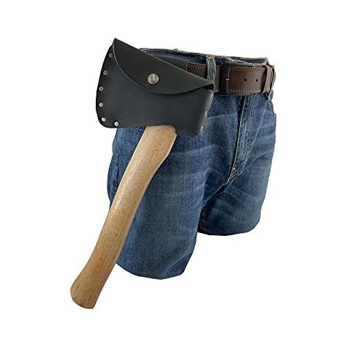 Hide & Drink, Durable Leather Hatchet Head Sheath Holster for 1.5 in. Belts, Axe Case, Blade Cover, Lumberjack Outdoors Work Essentials, Handmade Includes 101 Year Warranty