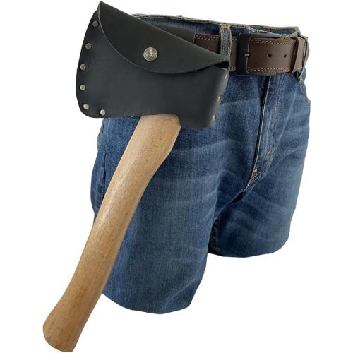  Hide & Drink, Durable Leather Hatchet Head Sheath Holster for 1.5 in. Belts, Axe Case, Blade Cover, Lumberjack Outdoors Work Essentials, Handmade Includes 101 Year Warranty