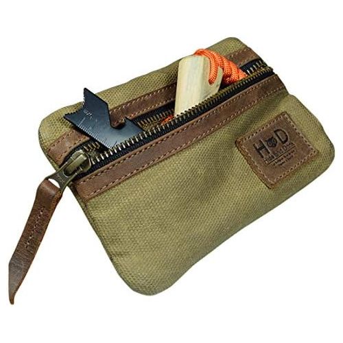  Hide & Drink, Waxed Canvas Multitool Pocket Pouch, Compact Multipurpose Zippered Bag, Mini Camping Tool Case, Organizer, Travel & Commuter Essentials, Handmade Includes 101 Year Wa
