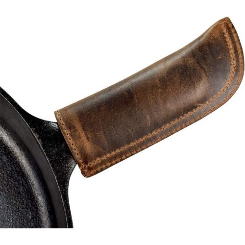  [아마존베스트]Hide & Drink, Leather Hot Handle, Panhandle Potholder, Double Layered Double Stitched, Slides On/Off Easily Onto Metal Skillet Grips, Essential Cookware Handmade Includes 101 Year