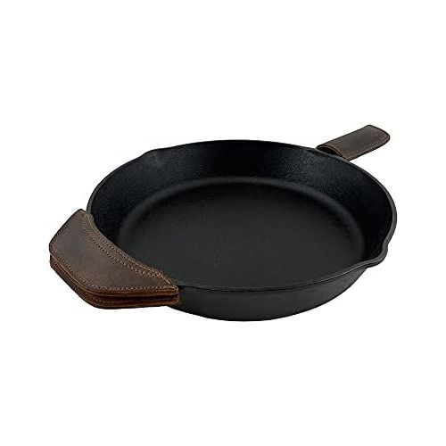  [아마존베스트]Hide & Drink, Rustic Leather Hot Handle Holders (Set of 2) Panhandle, Side Kick, Assist Grip for Cast Iron Skillets & Pans, Double Layered, Handmade Includes 101 Year Warranty :: B