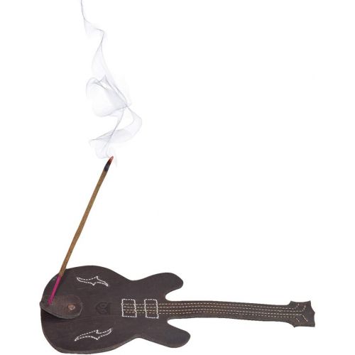  인센스스틱 Thick Leather Guitar Shape Incense Burner Stick Holder with Ash Catcher Handmade by Hide & Drink :: Bourbon Brown