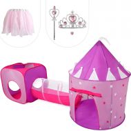 [아마존베스트]Gift for Girls, Princess Tent with Tunnel, Kids Castle Playhouse & Princess Dress up Pop Up Play Tent Set, Toddlers Toy Birthday Gift Present for Age 2 3 4 5 6 7 Years, Glow in The