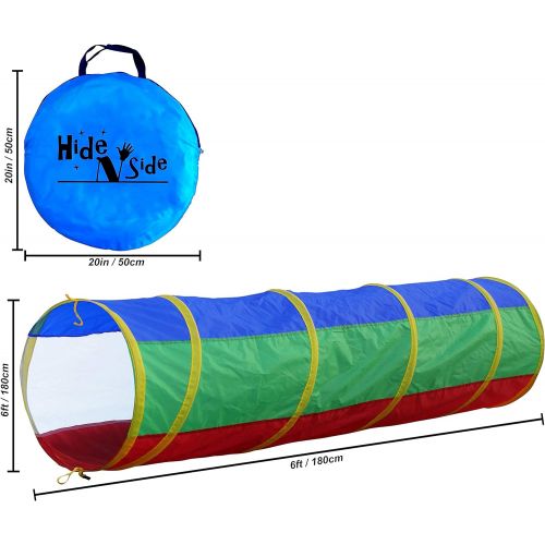  [아마존베스트]Hide N Side 6ft Crawl Through Play Tunnel Toy, Pop up Tunnel for Kids Toddlers Dogs Babies Infants & Children Gift Indoor & Outdoor Action Toy Tunnel